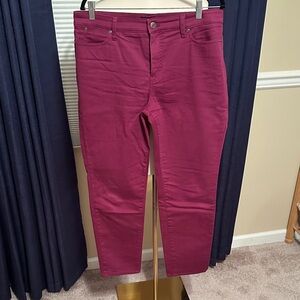 Women's Burgundy Slim Ankle Jeans